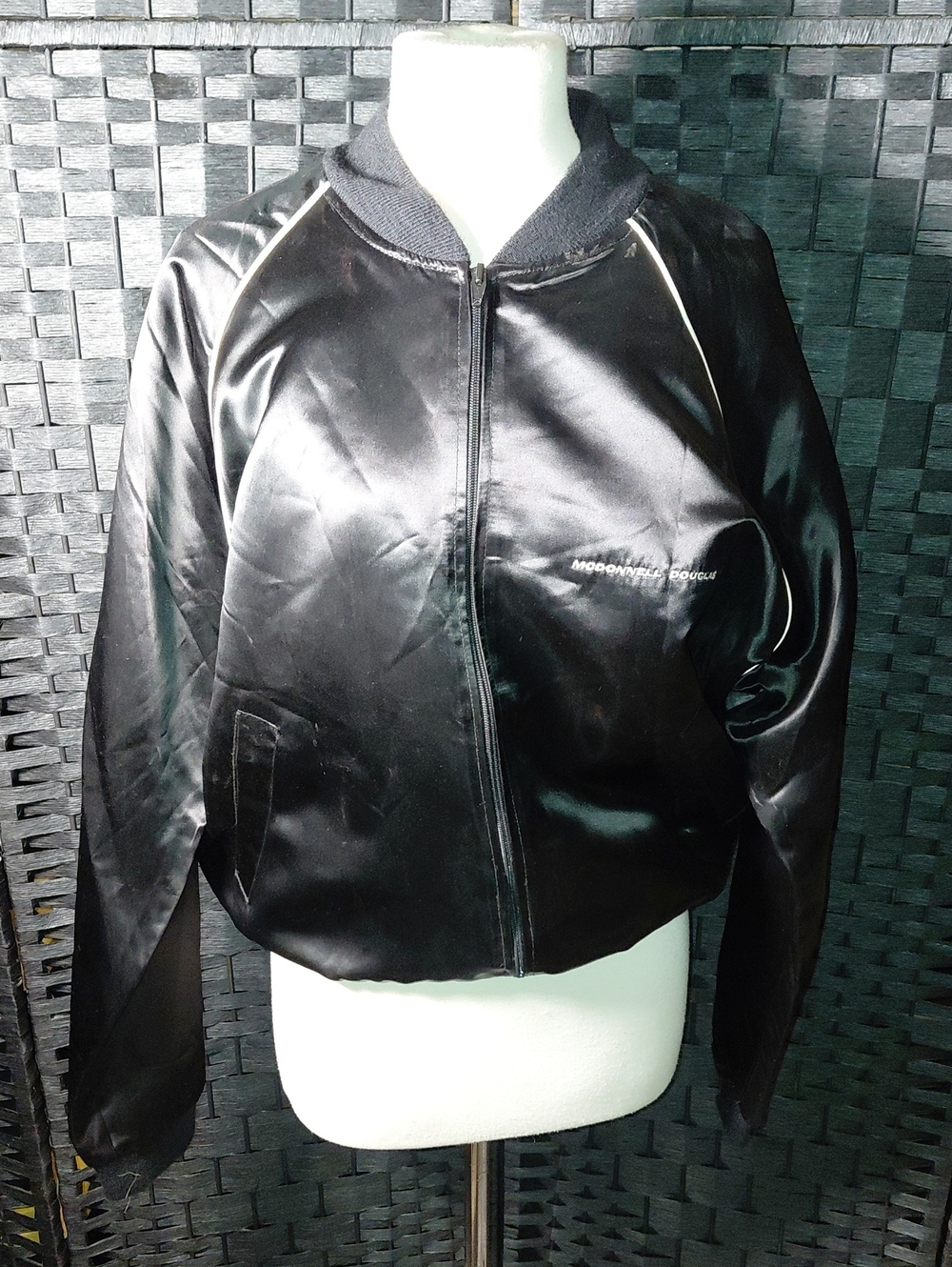 Top Line Black Satin Bomber Jacket -